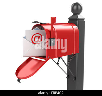 Red mailbox , email concept , This is a computer generated and 3d rendered picture. Stock Photo