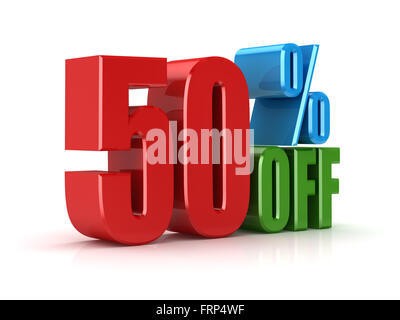 Fifty percent off , This is a computer generated and 3d rendered picture. Stock Photo
