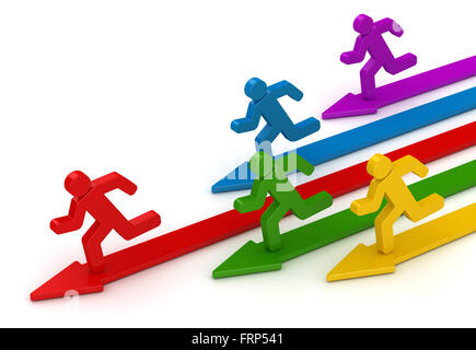 Colorful 3d people running , This is a computer generated and 3d rendered picture. Stock Photo