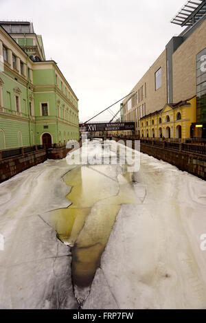 Frozen Canal, St Petersburg. Stock Photo