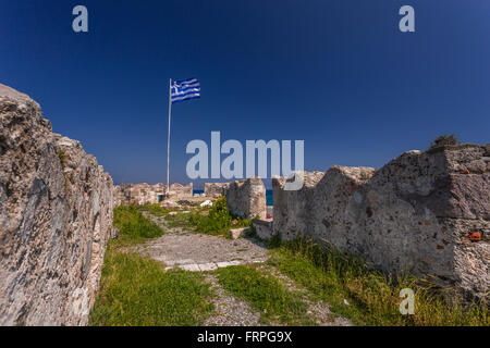 Canon Embrasure in Neratzia Castle, Kos island, Greece. Stock Photo