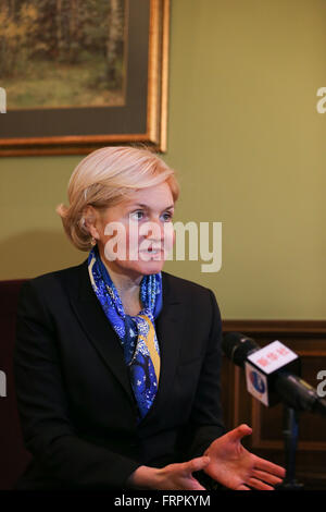 Moscow. 23rd Mar, 2016. Russian Deputy Prime Minister Olga Golodets is seen during an exclusive interview with Xinhua in Moscow, Russia on March 23, 2016. © Bai Xueqi/Xinhua/Alamy Live News Stock Photo