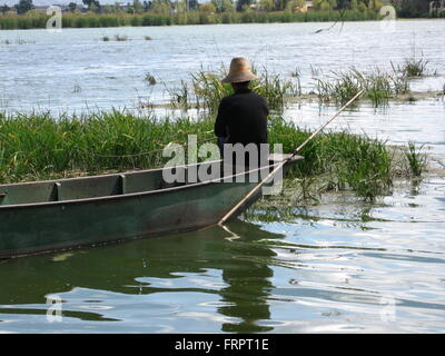 Chinese fisherman,Erhai Hu Lake Stock Photo