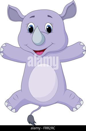 Happy rhino cartoon character Stock Vector