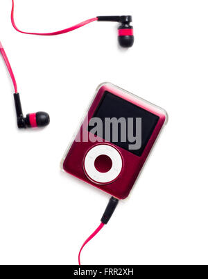 Belgrade, SERBIA - March 20, 2014: IPod Nano isolated on white background with earphones. Stock Photo