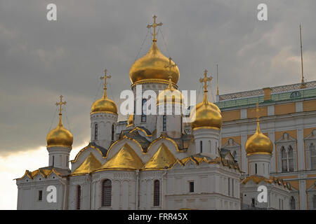 Golden domes of the Cathedral of the Annunciation, Kremlin, Moscow, Russia. Stock Photo