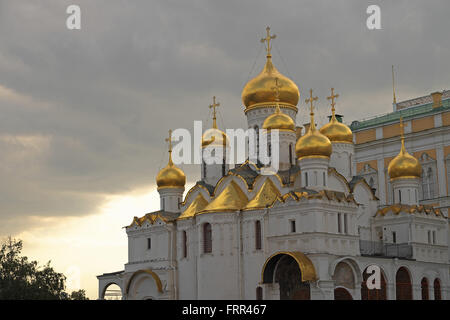 Golden domes of the Cathedral of the Annunciation, Kremlin, Moscow, Russia. Stock Photo