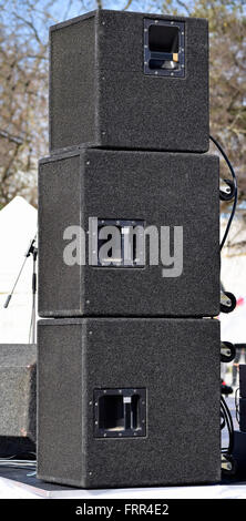 Large speakers outdoors Stock Photo