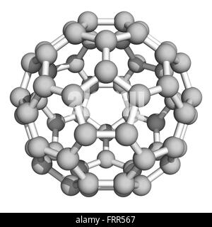 Computer rendering of Buckminsterfullerene, a prototype of carbon-based nanotubes. Stock Photo