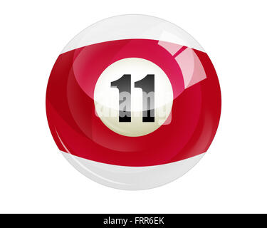 Billiard ball number 11 isolated on white Stock Photo