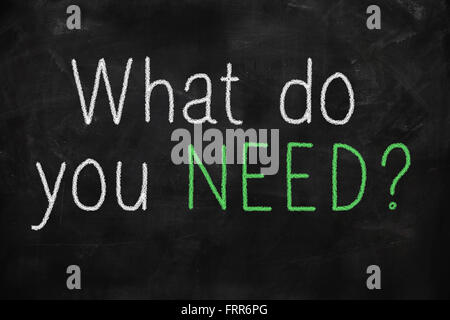 What do you need concept written on blackboard Stock Photo