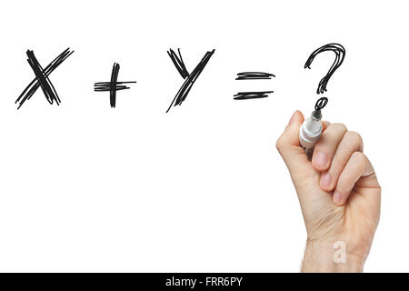 X plus y writing with chalk on whiteboard Stock Photo
