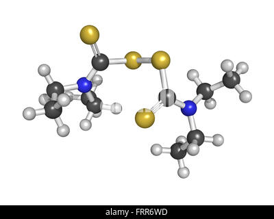 Disulfiram alcoholism treatment drug, chemical structure, isolated on white Stock Photo