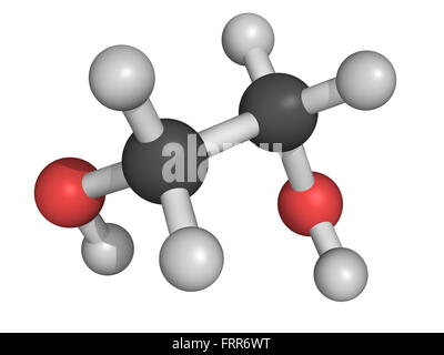 ethylene glycol car antifreeze and polyester building block, molecular model isolated on white Stock Photo