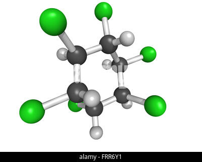 Chemical structure of lindane, a toxic insecticide and a pharmaceutical treatment for lice and scabies Stock Photo