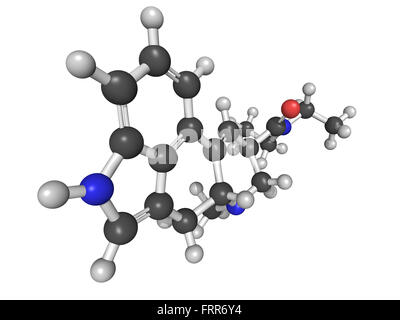 Molecular model of lysergic acid diethylamide (LSD) hallucinogenic drug Stock Photo