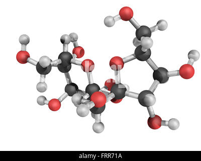 Sucrose sugar molecule. Also known as table sugar, cane sugar or beet ...