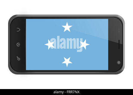 Federated States of Micronesia flag on smartphone screen isolated on white Stock Photo