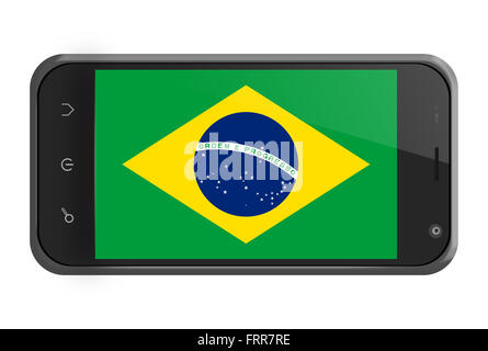 Brazil flag on smartphone screen isolated on white Stock Photo