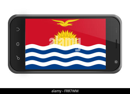 Kiribati flag on smartphone screen isolated on white Stock Photo