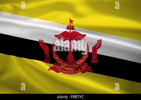 Brunei flag blowing in the wind. Background texture. Stock Photo