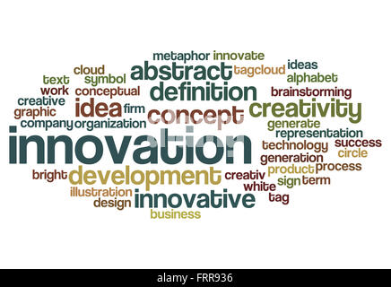 innovation creativity business concept word cloud on white Stock Photo