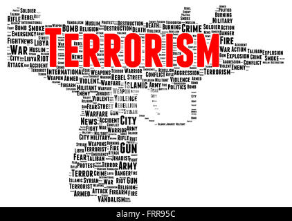 Terrorism word cloud shape concept Stock Photo