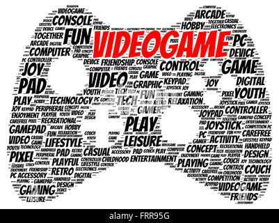 Video game word cloud shape concept Stock Photo