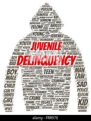Juvenile delinquency word cloud shape concept Stock Photo