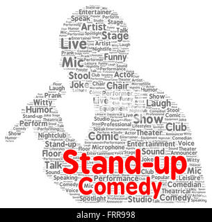 Stand-up comedy word cloud shape concept Stock Photo