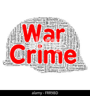 War crime word cloud shape concept Stock Photo