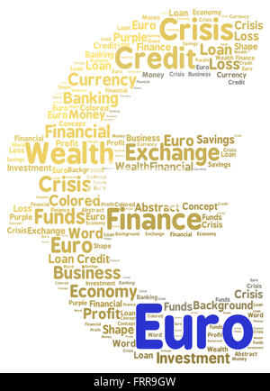 Euro word cloud isolated on white background Stock Photo