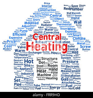 Central heating word cloud shape concept Stock Photo