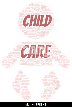 Child care word cloud shape concept Stock Photo