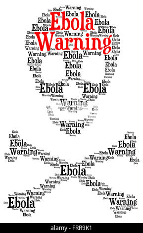 Ebola warning word cloud in a shape of a skull with crossed bones as a symbol for danger isolated on white Stock Photo