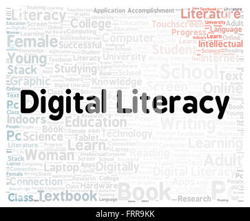 Digital literacy word cloud shape concept Stock Photo