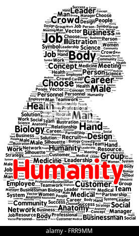 Humanity word cloud shape concept Stock Photo