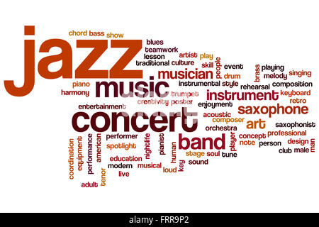 Jazz word with Saxophone Stock Photo - Alamy