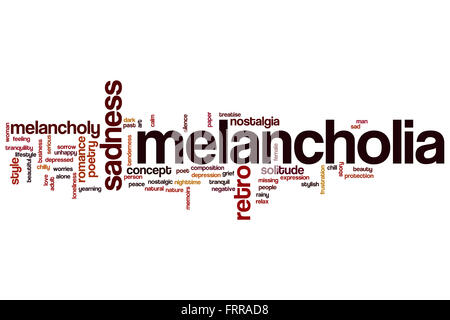 Melancholia word cloud concept with sad poet related tags Stock Photo