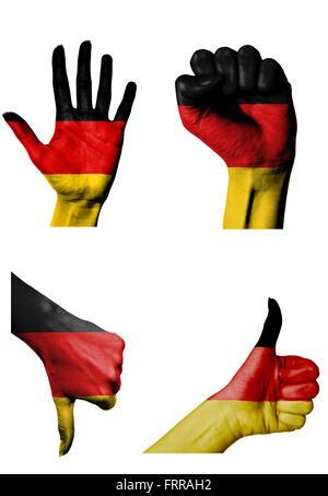 Germany victory concept. Thumb up, German flag glove isolated on white ...