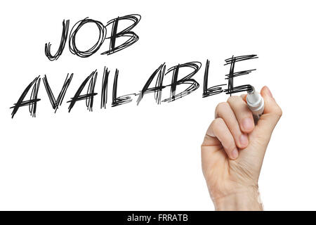 Hand writing job available on a white board - new job concept Stock Photo