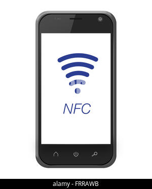 NFC near field communication on smartphone for mobile payment Stock Photo