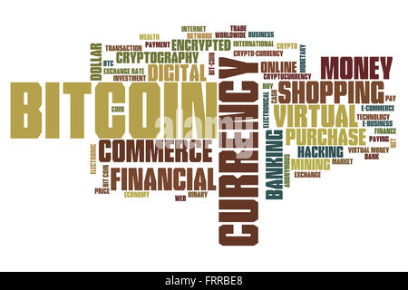 Bitcoin concept word cloud background Stock Photo