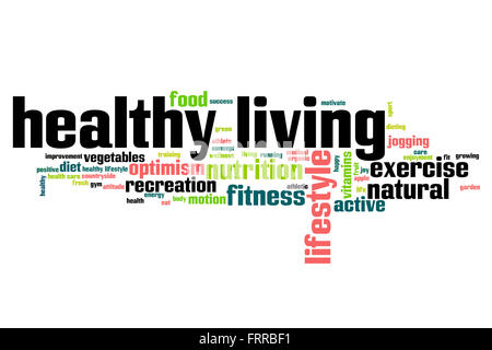 Healthy living concept word cloud background Stock Photo