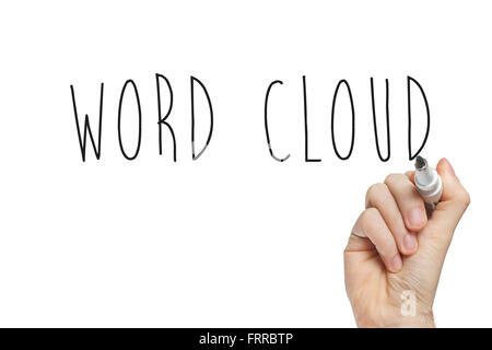 Hand writing word cloud on a white board Stock Photo