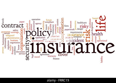 Insurance concept word cloud background Stock Photo