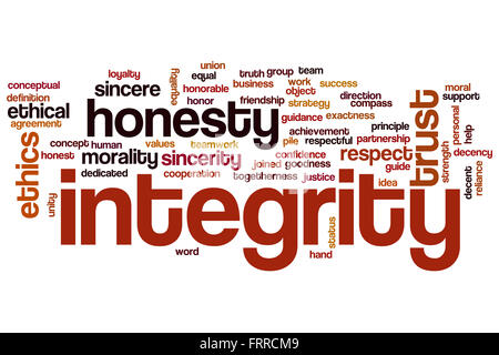 Integrity word cloud concept with honesty trust related tags Stock Photo