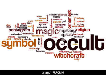 Occult word cloud concept with magic mystic related tags Stock Photo
