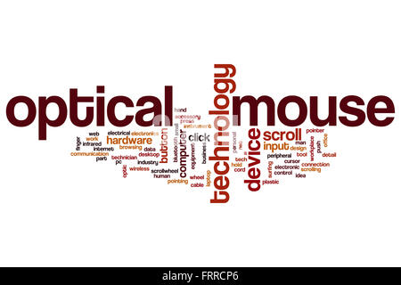Optical mouse word cloud concept with device button related tags Stock Photo