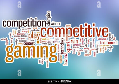 Competitive gaming word cloud concept with abstract background Stock Photo